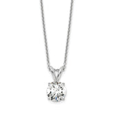 14k White Gold 3/4 carat Lab Grown Diamond VS/SI+ G+ Round Complete Four Prong 18 inch Solitaire Pendant Necklace