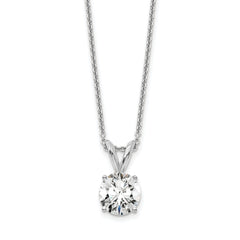 14k White Gold 3/4 carat Lab Grown Diamond VS/SI+ G+ Round Complete Four Prong 18 inch Solitaire Pendant Necklace
