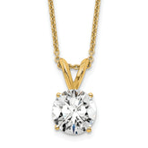 14k 1 carat Certified Lab Grown Diamond VS/SI+ G+ Round Complete Four Prong 18 inch Solitaire Pendant Necklace