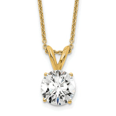 14k 1 carat Lab Grown Diamond VS+ F+ Round Complete Four Prong 18 inch Solitaire Pendant Necklace