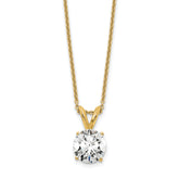 14k 1 carat Certified Lab Grown Diamond VS+ F+ Round Complete Four Prong 18 inch Solitaire Pendant Necklace