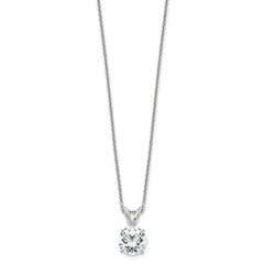 14k White Gold 1 carat Certified Lab Grown Diamond VS/SI+ G+ Round Complete Four Prong 18 inch Solitaire Pendant Necklace