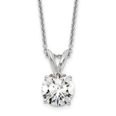 14k White Gold 1 carat Certified Lab Grown Diamond VS/SI+ G+ Round Complete Four Prong 18 inch Solitaire Pendant Necklace