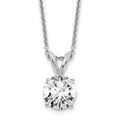 14k White Gold 1 carat Certified Lab Grown Diamond VS/SI+ G+ Round Complete Four Prong 18 inch Solitaire Pendant Necklace