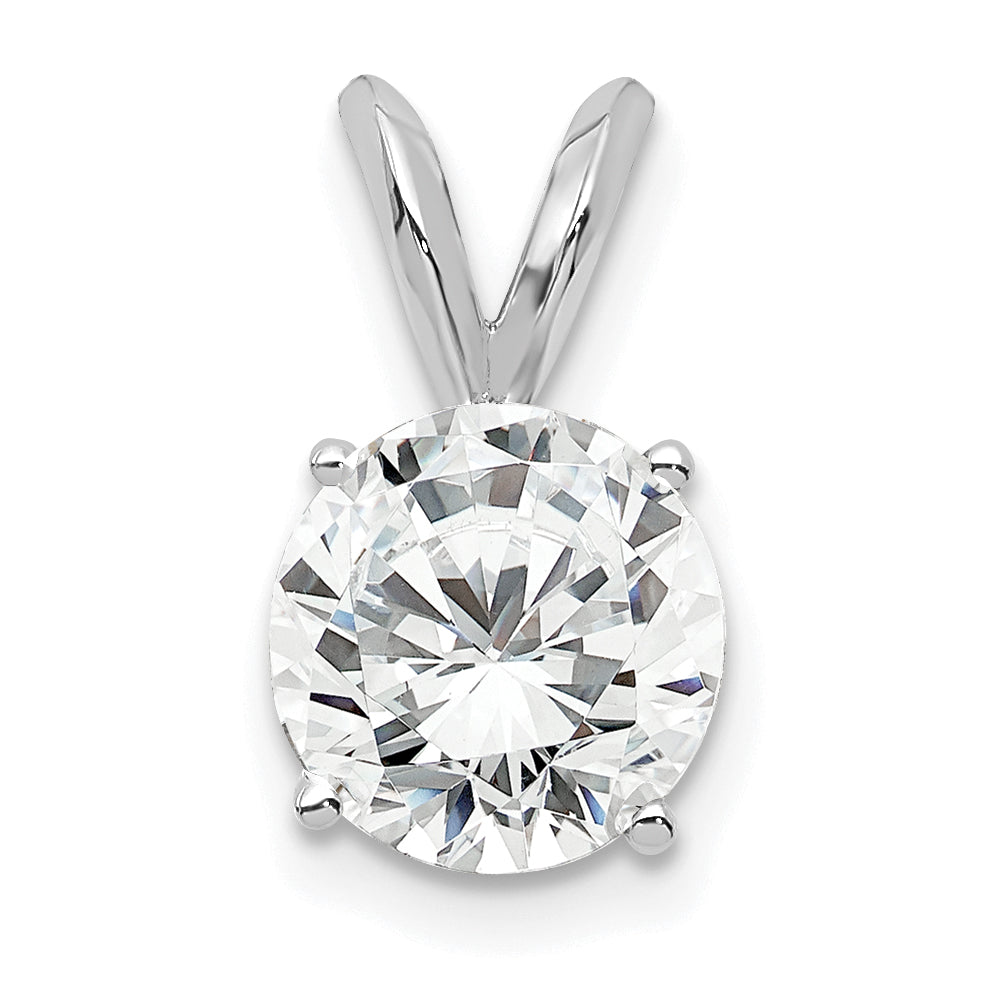 14k White Gold 1 carat Certified Lab Grown Diamond VS/SI+ G+ Round Complete Four Prong Solitaire Pendant