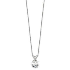 14k White Gold 1 carat Lab Grown Diamond VS/SI+ G+ Round Complete Four Prong 18 inch Solitaire Pendant Necklace