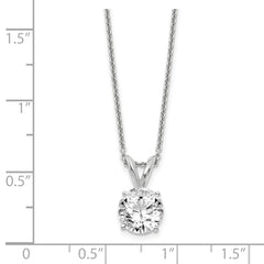 14k White Gold 1 carat Lab Grown Diamond VS/SI+ G+ Round Complete Four Prong 18 inch Solitaire Pendant Necklace