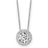 14k White Gold 2 1/2 carat Certified Lab Grown Diamond VS/SI+ G+ Complete 18 inch Halo Pendant Necklace