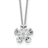 14k White Gold 1 carat Lab Grown Diamond VS+ F+ Complete 18 inch Flower Pendant Necklace