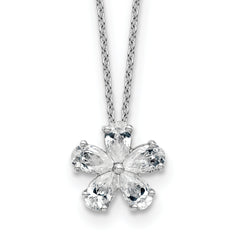 14k White Gold 1 carat Lab Grown Diamond VS+ F+ Complete 18 inch Flower Pendant Necklace