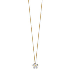 14k 1 carat Lab Grown Diamond VS+ F+ Complete 18 inch Flower Pendant Necklace