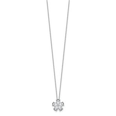 14k White Gold 2 carat Lab Grown Diamond VS+ F+ Complete 18 inch Flower Pendant Necklace