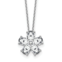 14k White Gold 2 carat Lab Grown Diamond VS+ F+ Complete 18 inch Flower Pendant Necklace