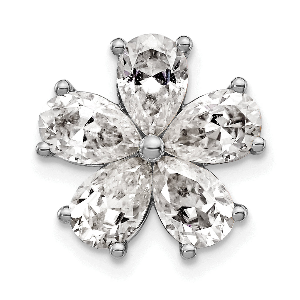 14k White Gold 2 carat Lab Grown Diamond VS+ F+ Complete Flower Chain Slide Pendant