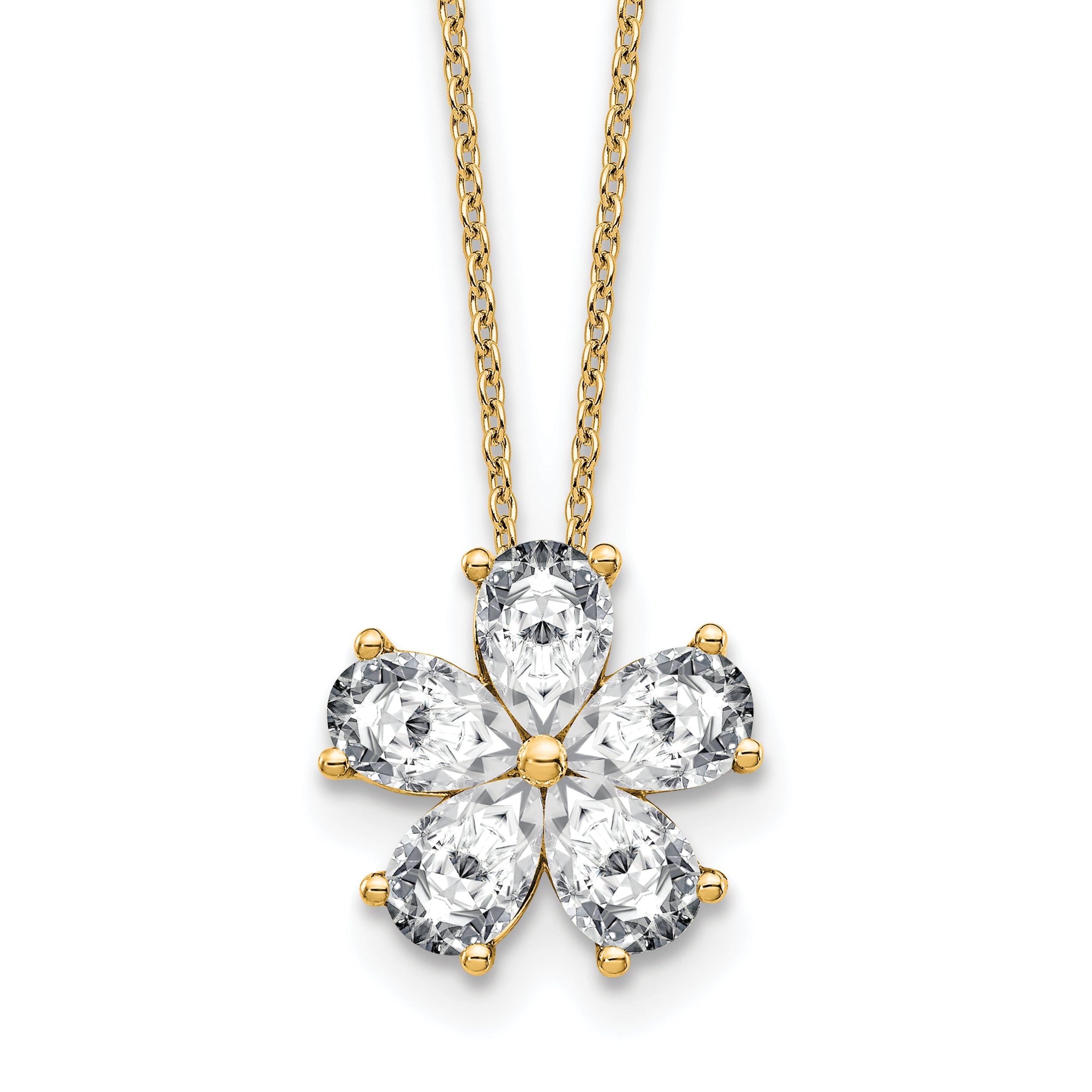 14k 2 carat Lab Grown Diamond VS+ F+ Complete 18 inch Flower Pendant Necklace