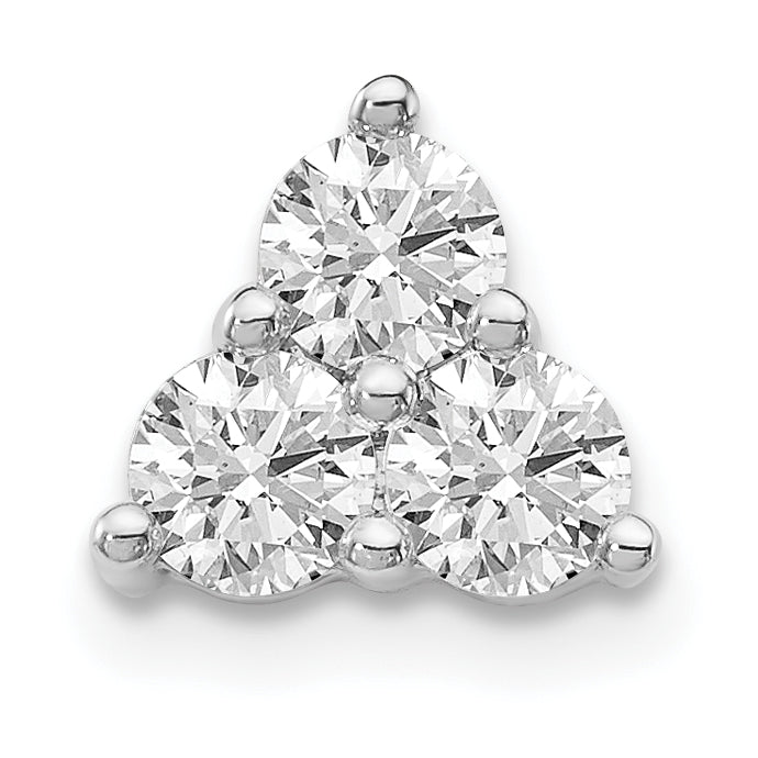 14k White Gold 1/2 carat Lab Grown Diamond VS/SI+ G+ Complete Three Stone Triangle Chain Slide Pendant