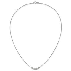 10k White Gold Diamond Curved Bar 18 inch Necklace
