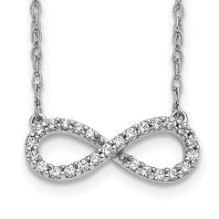 10k White Gold Polished Diamond Infinity Symbol 18 inch Necklace
