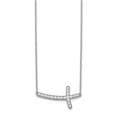 14k White Gold 1/5 carat Lab Grown Diamond VS/SI+ G+ Complete 18 inch Sideways Cross Necklace