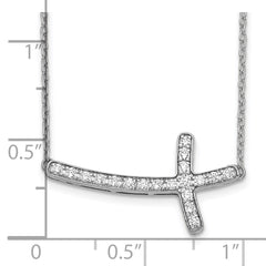 14k White Gold 1/5 carat Lab Grown Diamond VS/SI+ G+ Complete 18 inch Sideways Cross Necklace