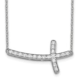 14k White Gold 1/5 carat Lab Grown Diamond VS/SI+ G+ Complete 18 inch Sideways Cross Necklace