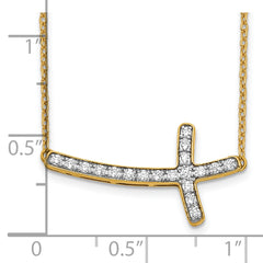 14k 1/5 carat Lab Grown Diamond VS/SI+ G+ Complete 18 inch Sideways Cross Necklace