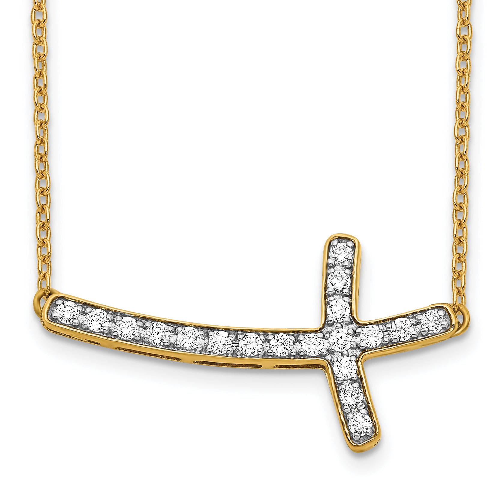 14k 1/5 carat Lab Grown Diamond VS/SI+ G+ Complete 18 inch Sideways Cross Necklace