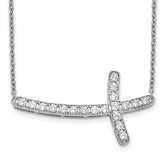 14k White Gold 1/2 carat Lab Grown Diamond VS/SI+ G+ Complete 18 inch Sideways Cross Necklace
