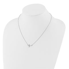10k White Gold Diamond Sideways Cross 18 in. Necklace