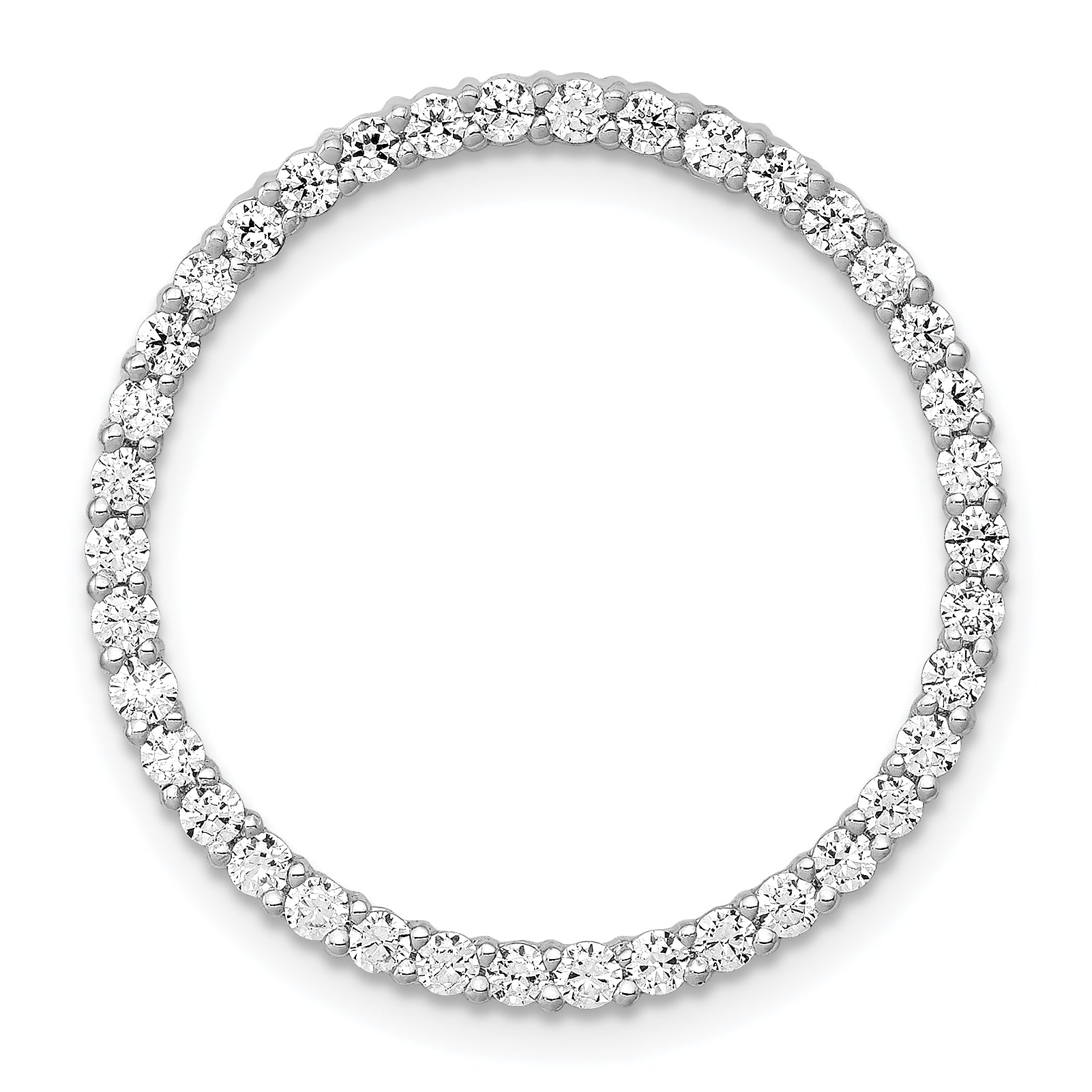 14k White Gold 3/4 carat Lab Grown Diamond VS/SI+ G+ Circle Chain Slide Pendant
