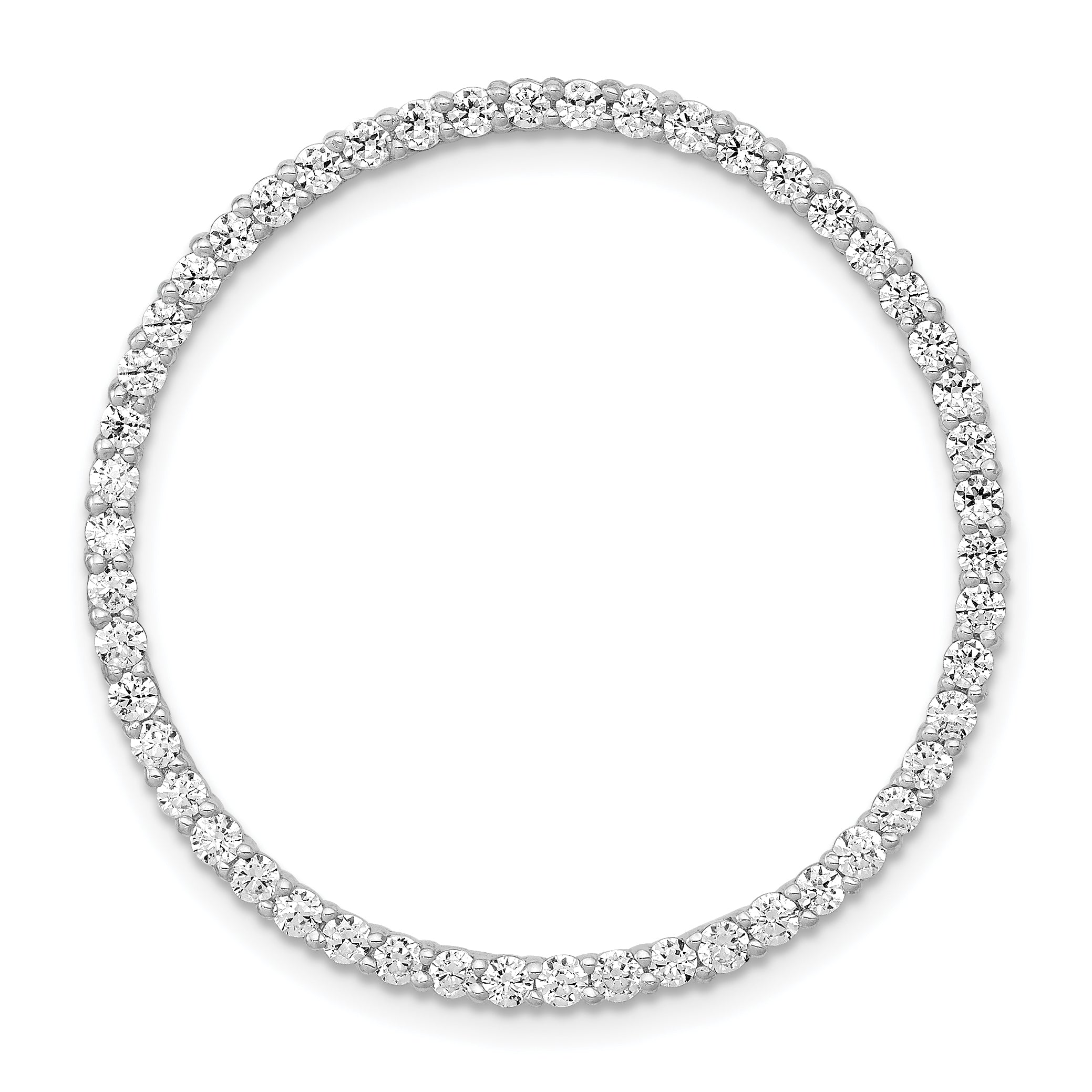 14k White Gold 1 carat Lab Grown Diamond VS/SI+ G+ Circle Chain Slide Pendant