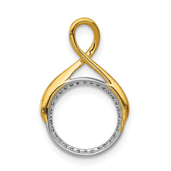 14k Two Tone 1/10 carat Lab Grown Diamond VS/SI+ G+ Complete Fashion Circle Dangle Chain Slide Pendant