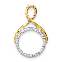 14k Two Tone 1/10 carat Lab Grown Diamond VS/SI+ G+ Complete Fashion Circle Dangle Chain Slide Pendant