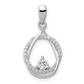 14k White Gold 1/3 carat Lab Grown Diamond VS/SI+ G+ Complete Fashion Circle and Teardrop Pendant