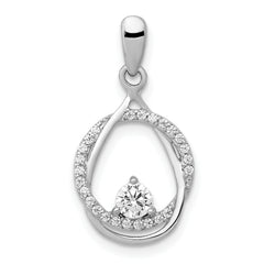 14k White Gold 1/3 carat Lab Grown Diamond VS/SI+ G+ Complete Fashion Circle and Teardrop Pendant
