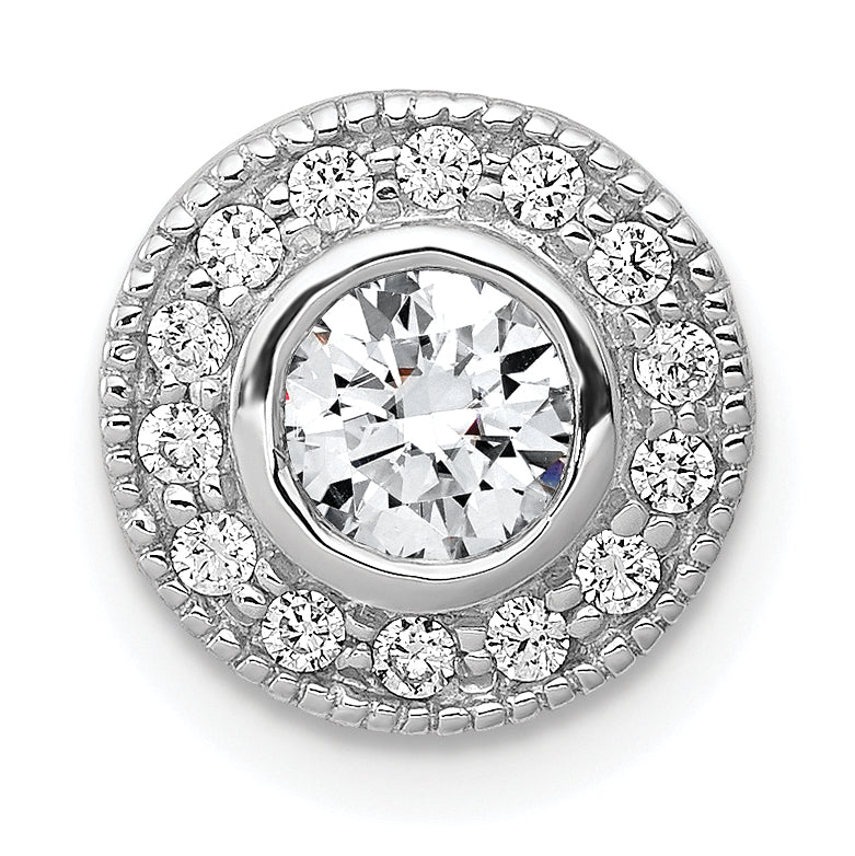 14k White Gold 1/2 carat Lab Grown Diamond VS/SI+ G+ Round Complete Halo Chain Slide Pendant