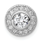 14k White Gold 1/2 carat Lab Grown Diamond VS/SI+ G+ Round Complete Halo Chain Slide Pendant