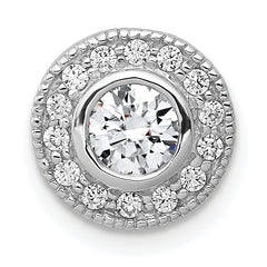 14k White Gold 1/2 carat Lab Grown Diamond VS/SI+ G+ Round Complete Halo Chain Slide Pendant