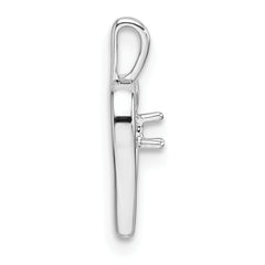 14k White Gold Holds 1-1.9mm Stone Heart Pendant Mounting (No Stone Included)
