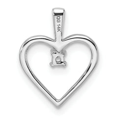14k White Gold Holds 1-1.9mm Stone Heart Pendant Mounting (No Stone Included)