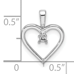 14k White Gold Holds 1-1.9mm Stone Heart Pendant Mounting (No Stone Included)