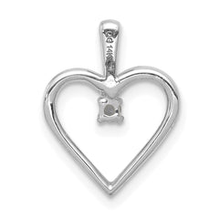 14k White Gold .03 carat AA Diamond Heart Pendant
