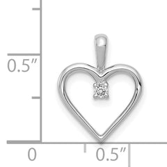 14k White Gold .03 carat AA Diamond Heart Pendant