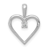 14k White Gold .03 carat AA Diamond Heart Pendant