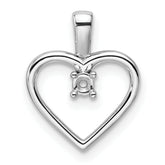 14k White Gold Heart Pendant .05ct. Mounting