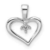 10k White Gold Heart Pendant Mounting (No Stone Included)