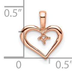 14k Rose Gold Heart Pendant Mounting (No Stone Included)