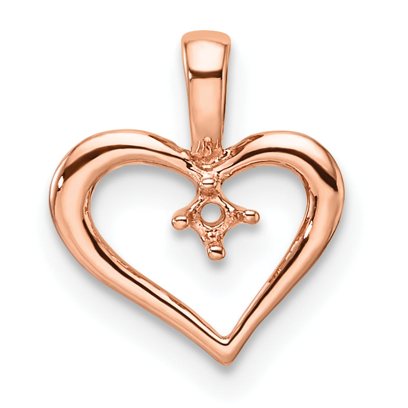 14k Rose Gold Heart Pendant Mounting (No Stone Included)