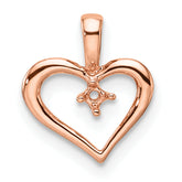 14k Rose Gold Heart Pendant Mounting (No Stone Included)