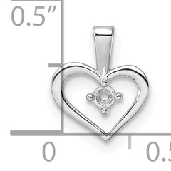 14k White Gold Heart Pendant Mounting (No Stone Included)